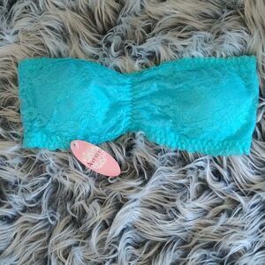Floral Lace Bandeau Bralette Blue